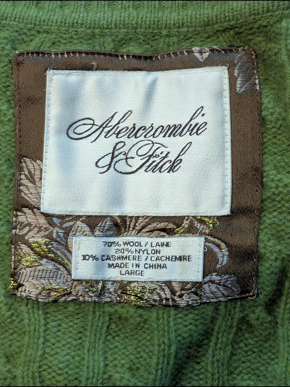 Abercrombie & Fitch Vintage Sweater Y2K Womens Large Green Wool Cashmere Top - Picture 4 of 6